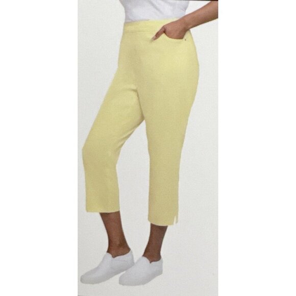 Mario Serrani Women's XL Comfort Stretch Capri Pant Yellow Stripe NWT 9309 - Picture 1 of 16